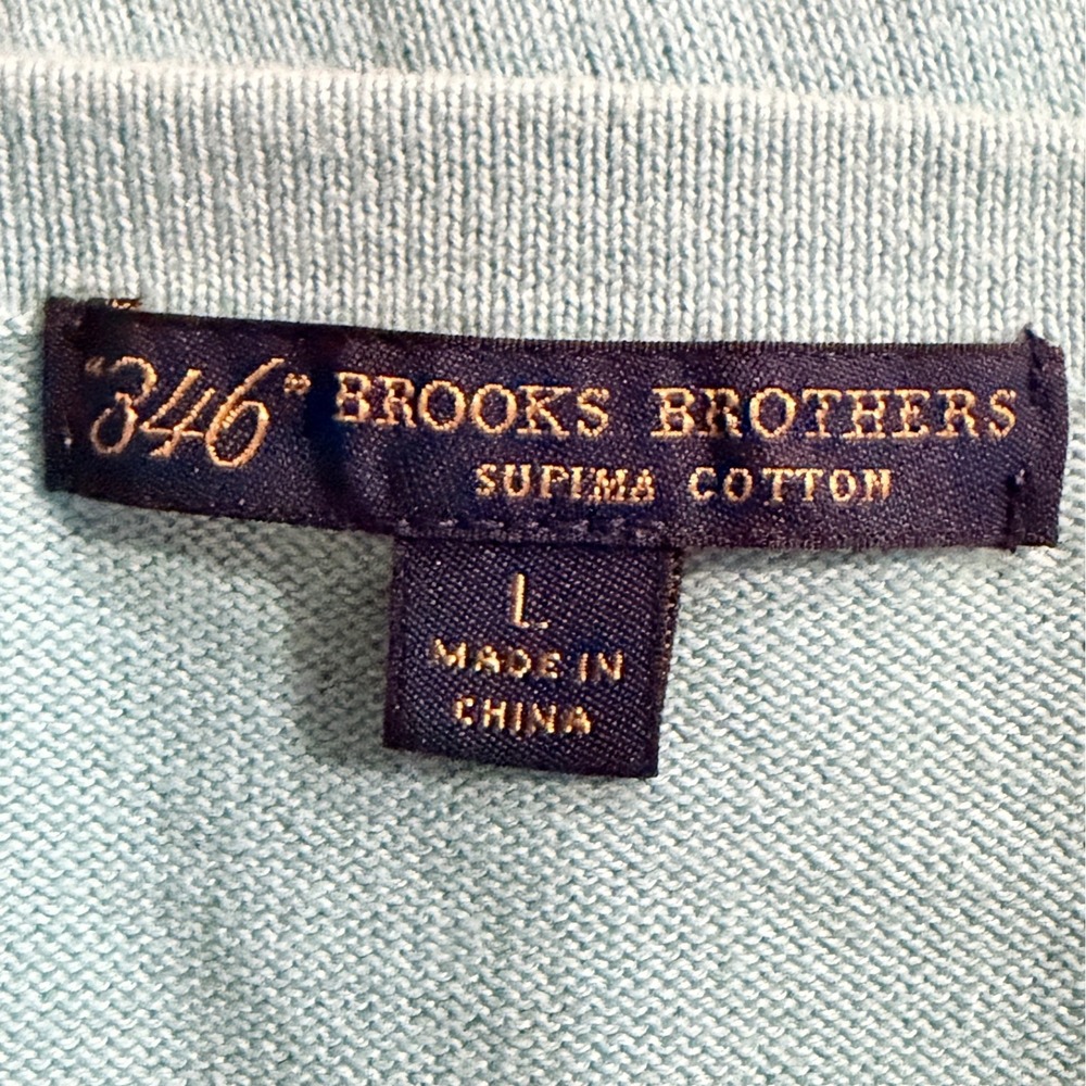Preppy Brooks Brothers 346 Turquoise Supima Cotton V-Neck Cardigan Sweater Sz L - Picture 3 of 7